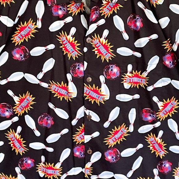 NEW Max Boxxer Strike! Bowling Pins & Ball Print Button Down Shirt Men’s 2XL - Picture 4 of 10